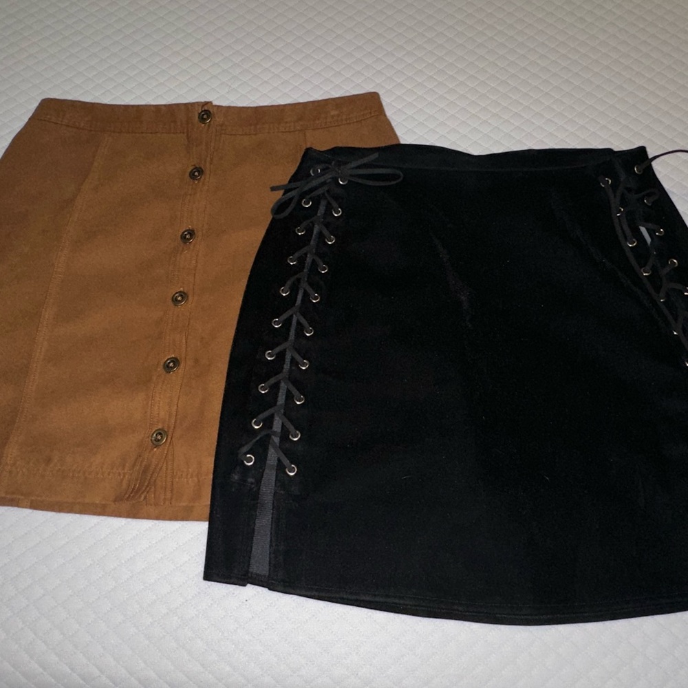 Hollister Black and Brown Mini Skirt Set